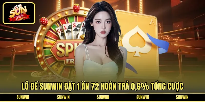 Lô đề Sunwin đặt 1 ăn 72 hoàn trả 0,6% tổng cược